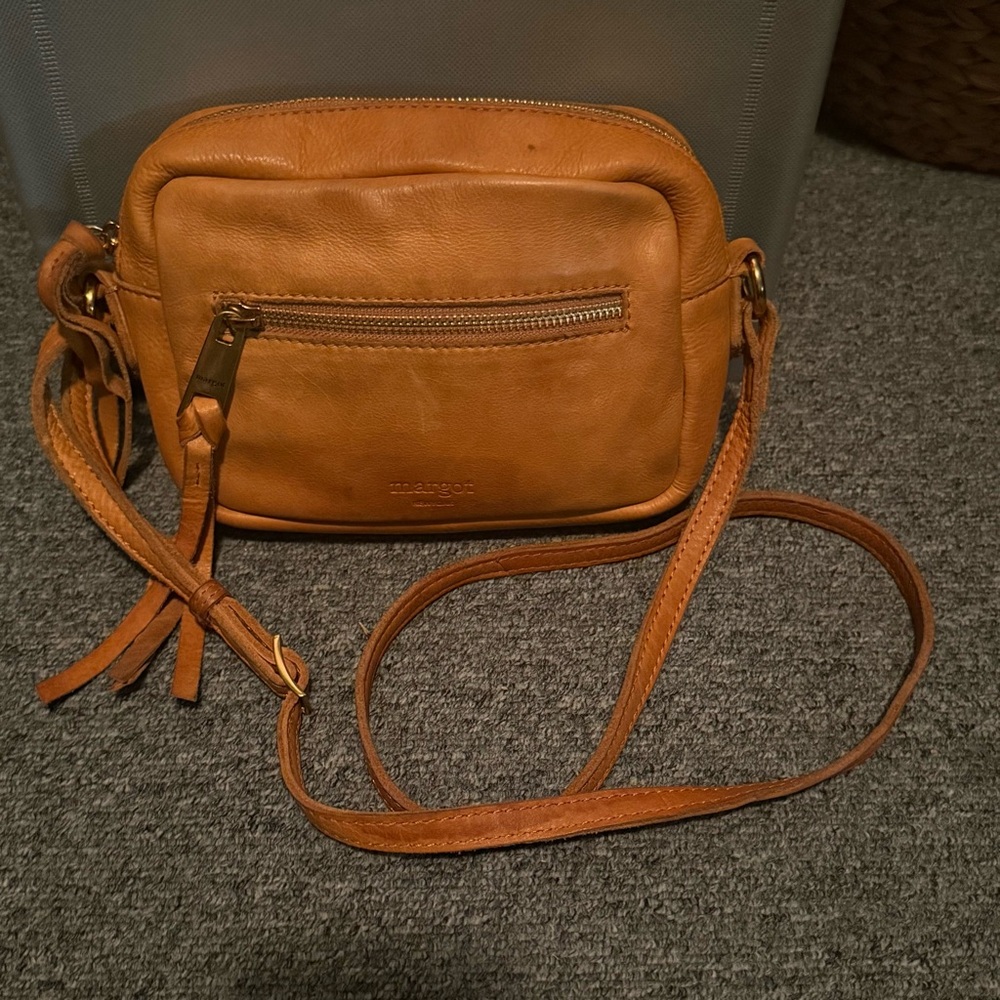 Margo Tan Leather Crossbody Bag